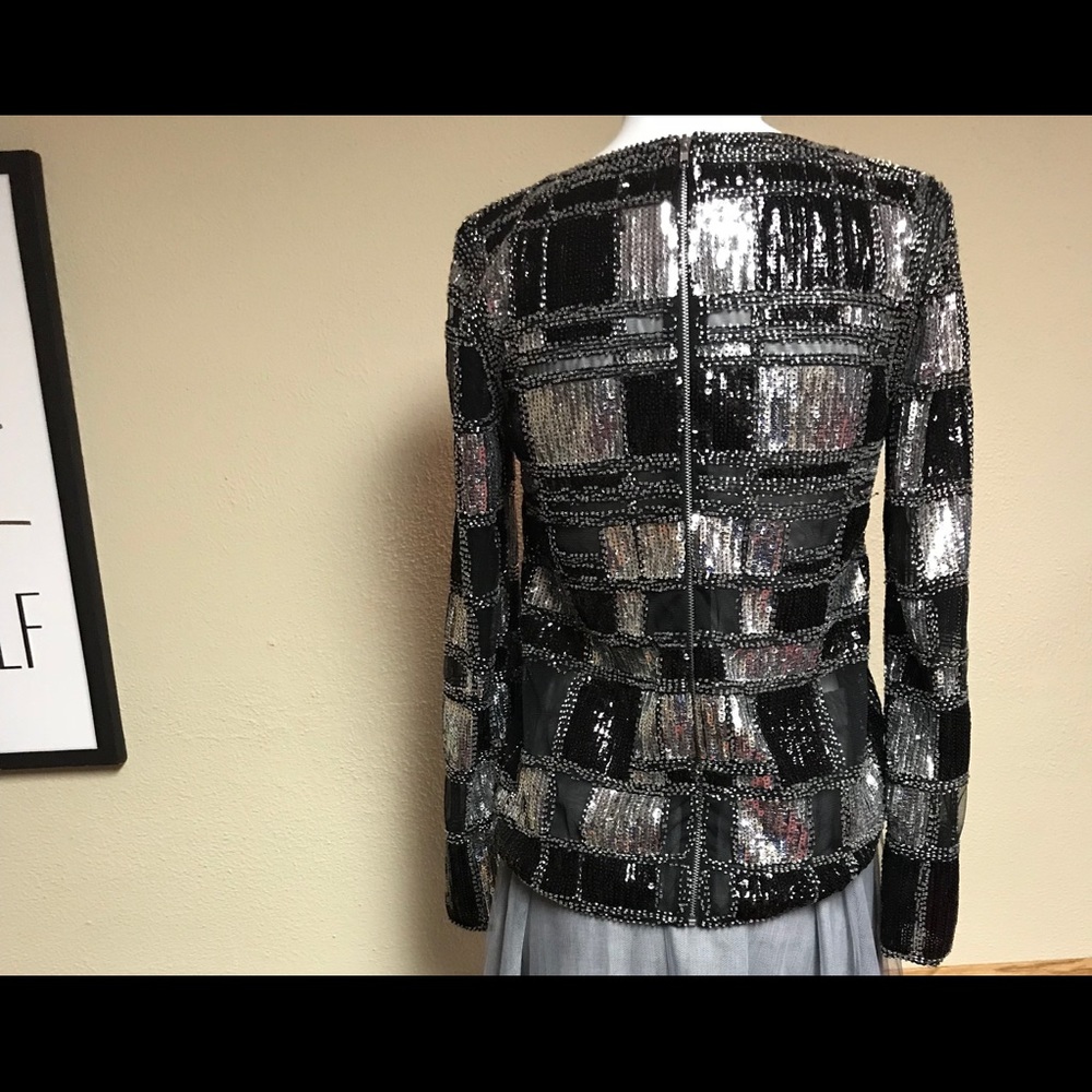 Beautiful Blocked Shimmer Top/ Rear Zipper. - Picture 3 of 4